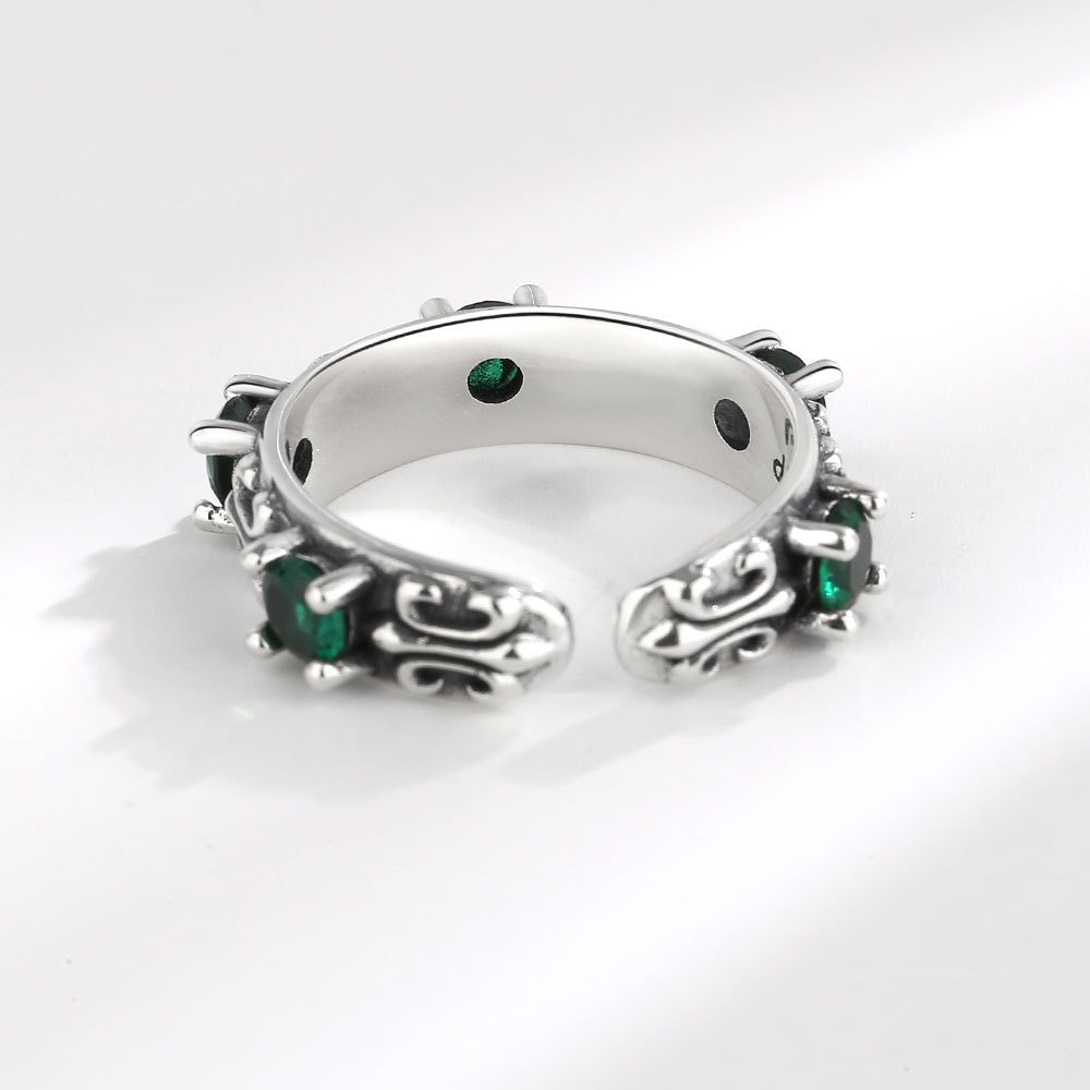 S925 Sterling Silver Ring Opening Adjustable Colored Diamond Ring for Women - Image 3