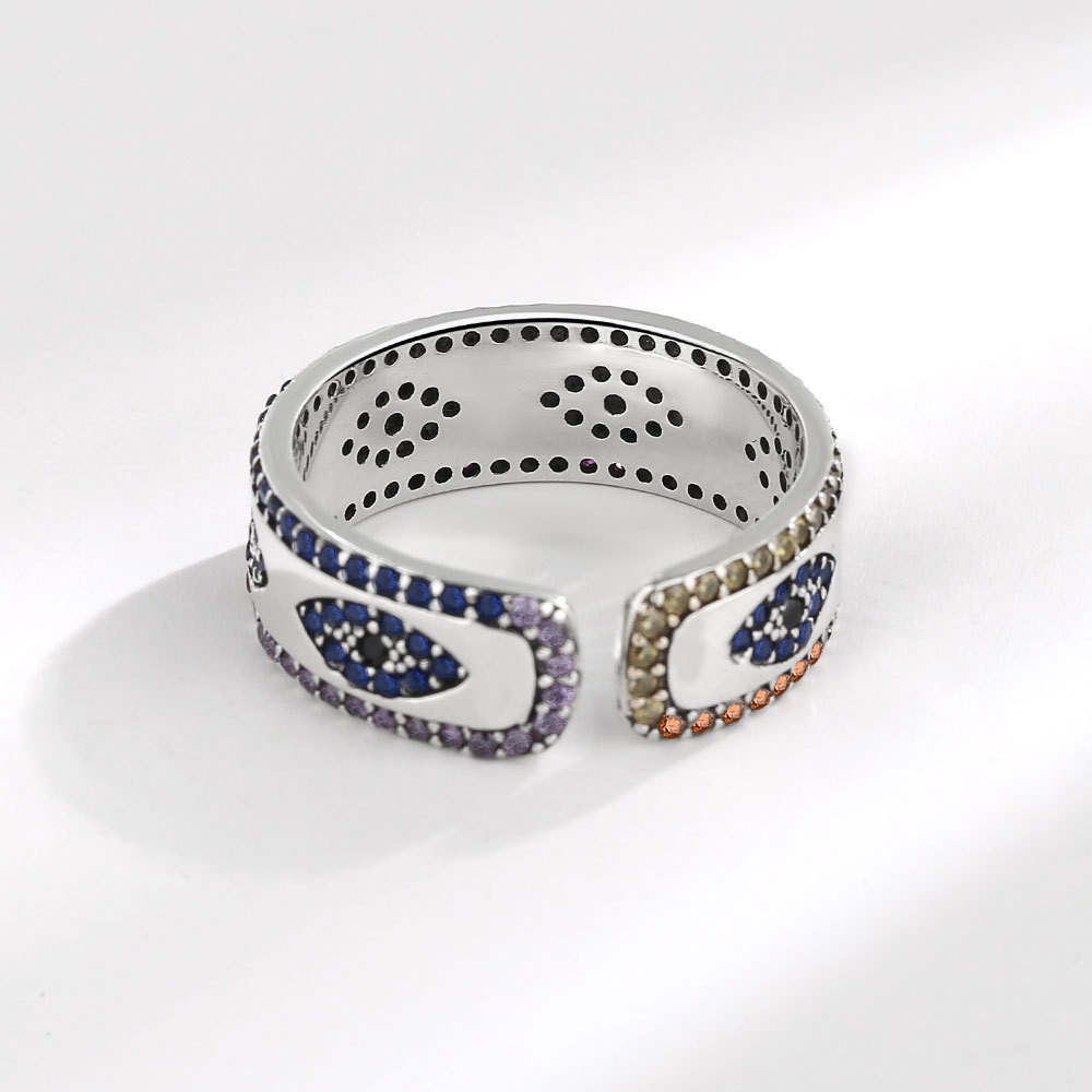 S925 Sterling Silver Ring Opening Adjustable Devil's Eye Ring Ring for Women - Image 3