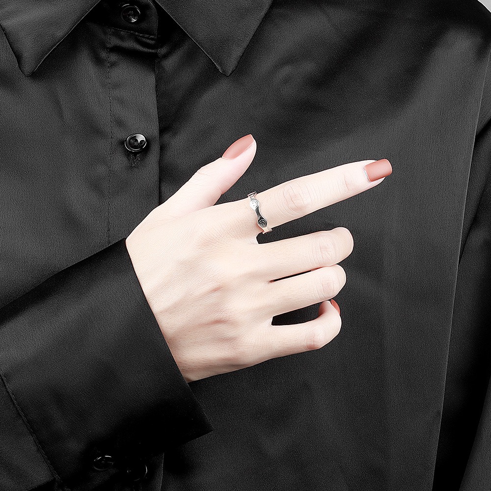 S925 sterling silver ring opening adjustable smiley face ring for women - Image 3