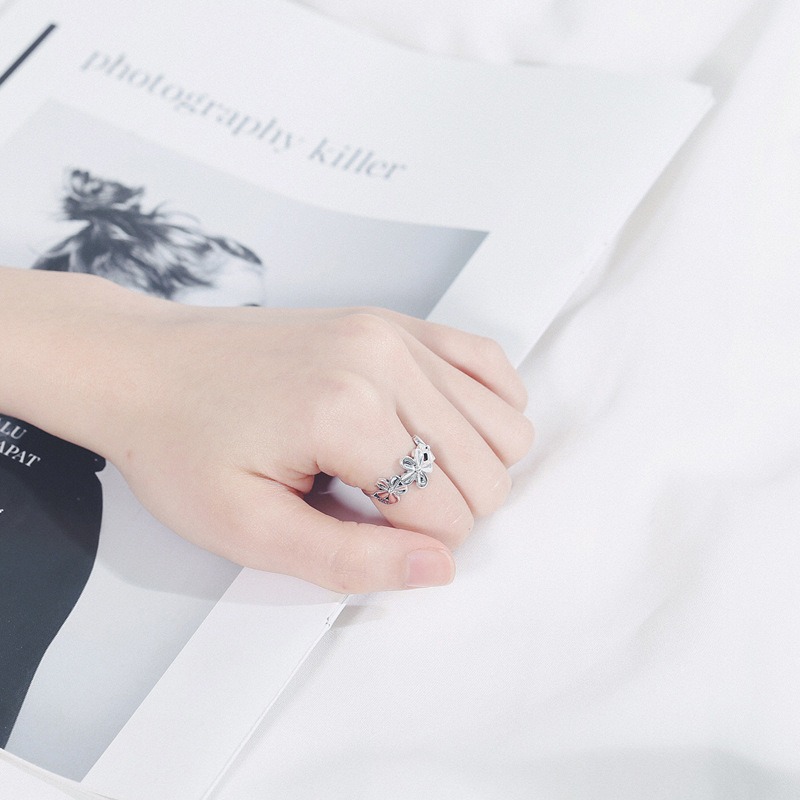 S925 Sterling Silver Ring Opening Adjustable Flower Ring Ring for Women - Image 4