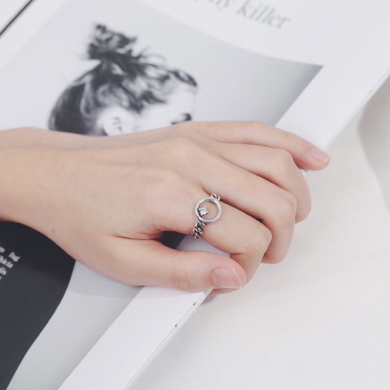 S925 sterling silver ring opening adjustable women's ring - Image 5