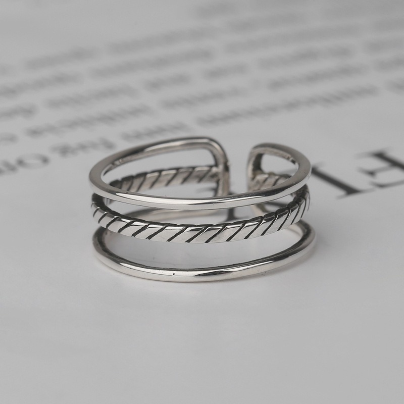 S925 sterling silver ring opening adjustable vintage women's ring - Image 3