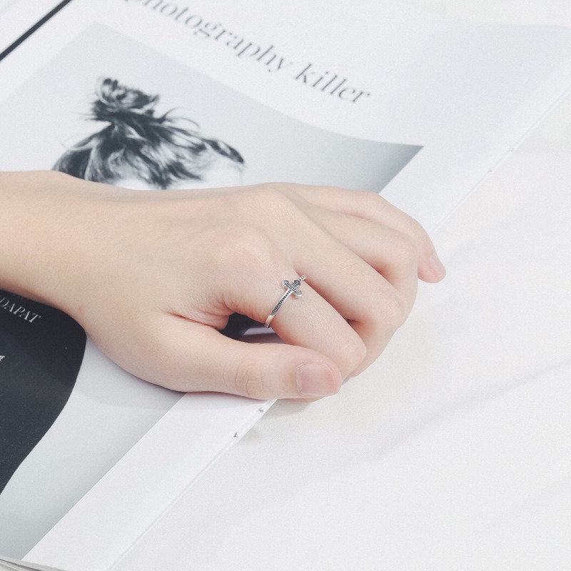 S925 sterling silver ring opening adjustable twist cross ring for women - Image 5