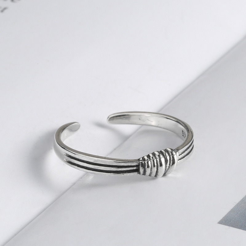 S925 sterling silver ring opening adjustable knot women's ring - Image 3