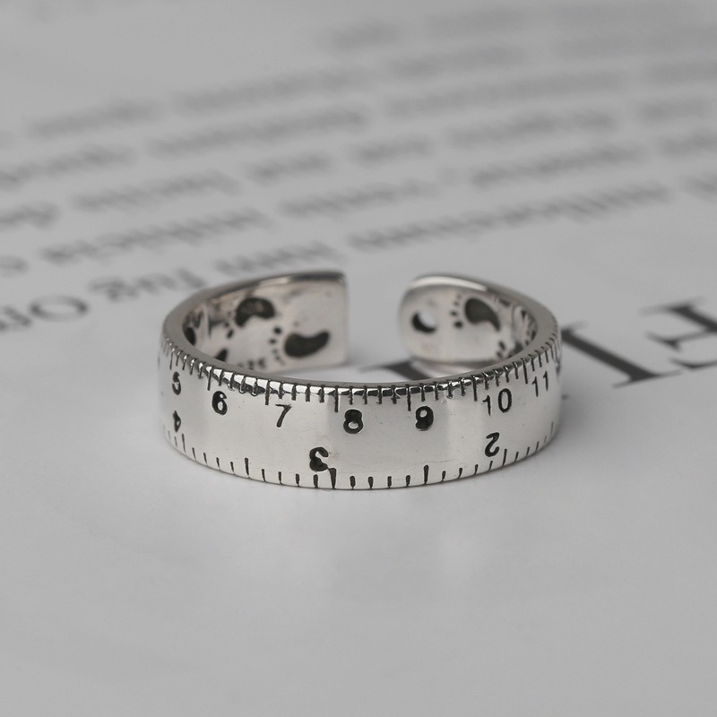 S925 Sterling Silver Ring Opening Adjustable Digital Ruler Women's Ring - Image 3