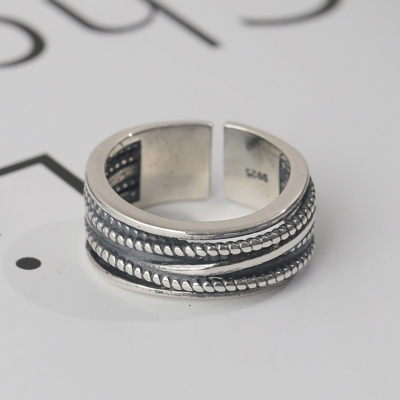 S925 sterling silver ring opening adjustable wrap twist women's ring - Image 3