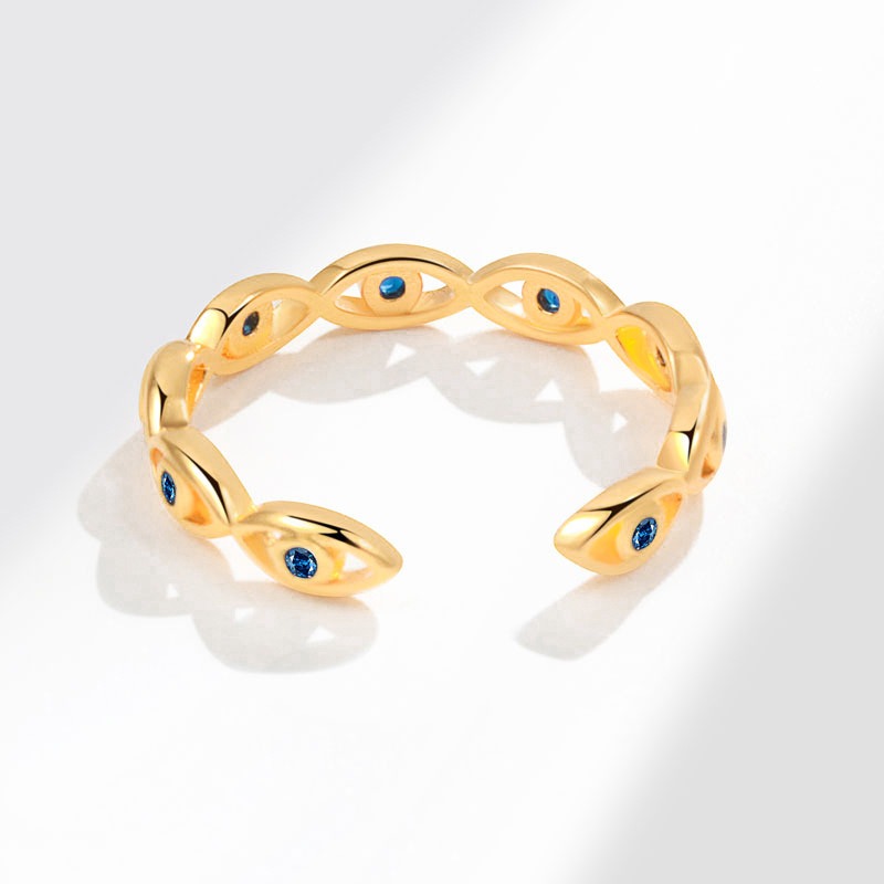 S925 Sterling Silver Ring Opening Adjustable Devil's Eye Ring Ring for Women - Image 4