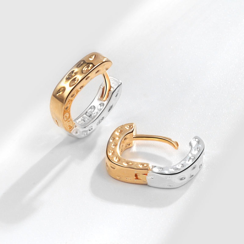 S925 sterling silver stud earrings U-shaped contrast pattern earrings - Image 3