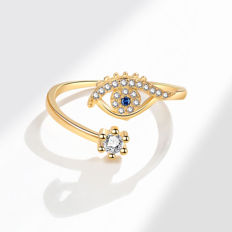 S925 Sterling Silver Ring Opening Adjustable Devil's Eye Ring Ring for Women - Image 4