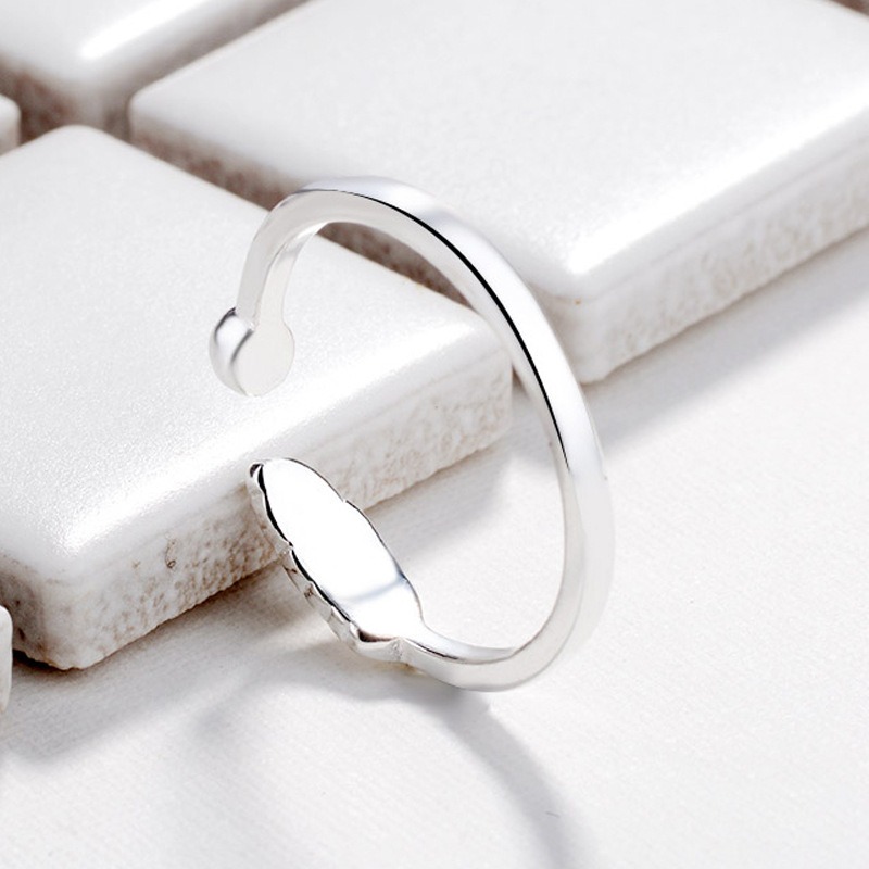 S925 Sterling Silver Ring Opening Adjustable Feather Ring for Women - Image 3