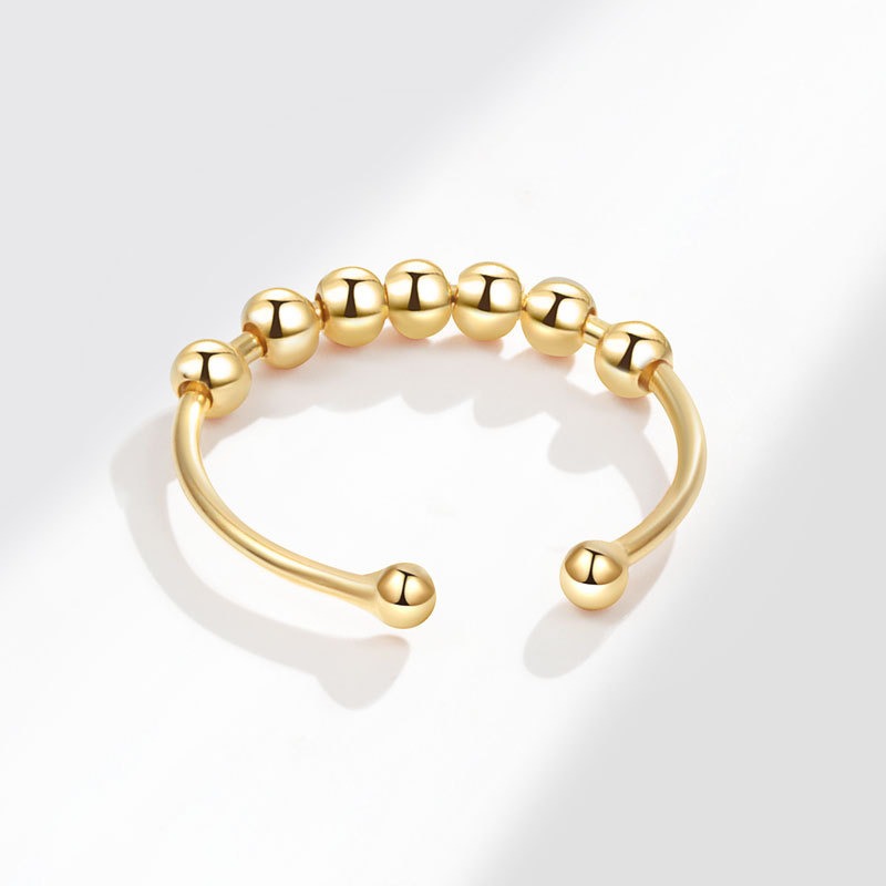 S925 sterling silver ring opening adjustable bead ring for women - Image 2