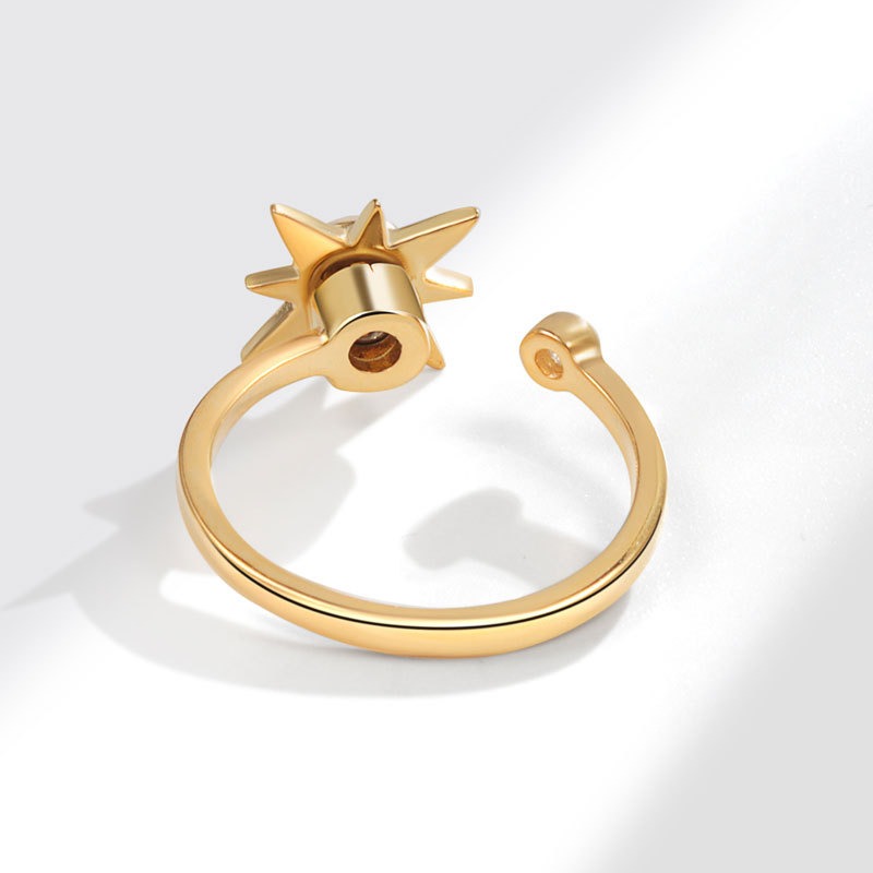 S925 sterling silver ring opening adjustable rotating eight-pointed star ring for women - Image 5