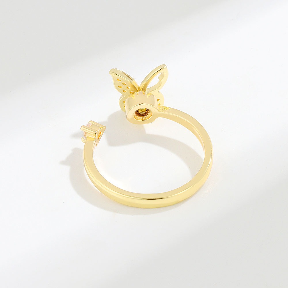 S925 sterling silver ring opening adjustable rotating butterfly ring for women - Image 4