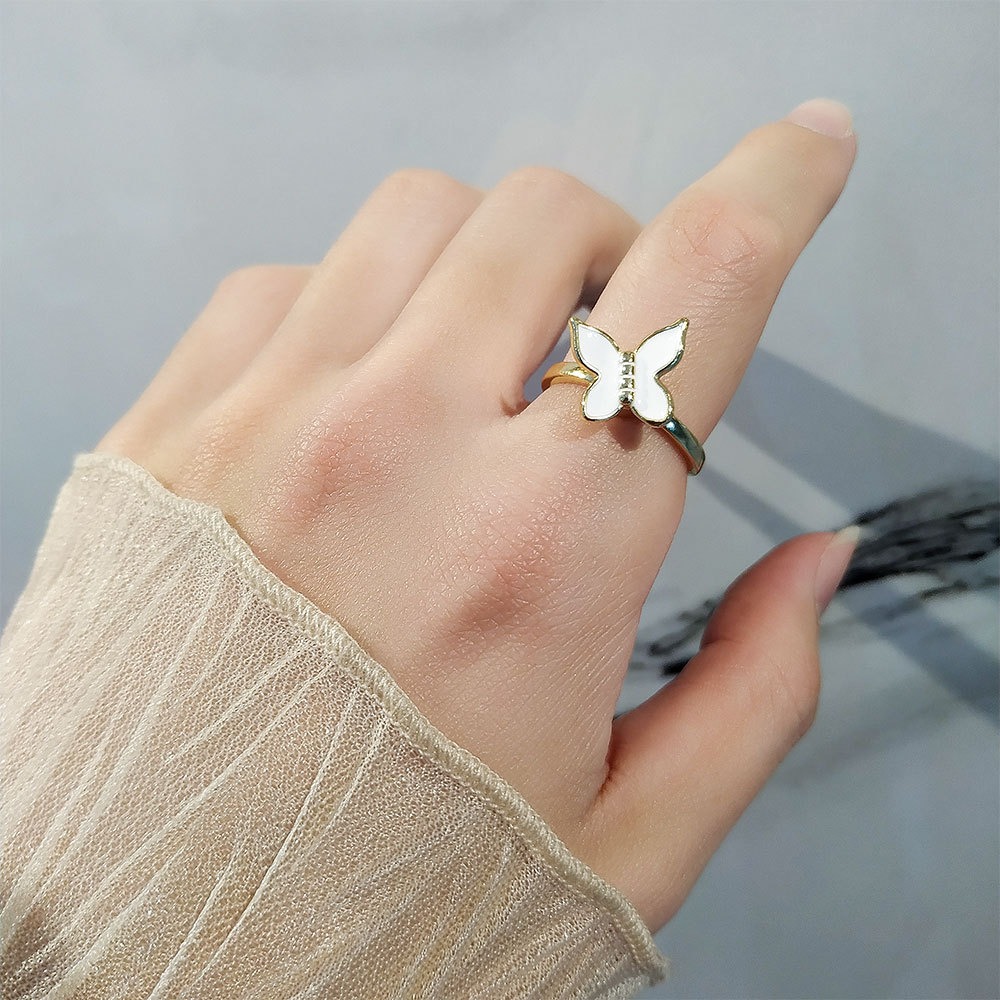 S925 sterling silver ring opening adjustable rotating butterfly ring for women - Image 5