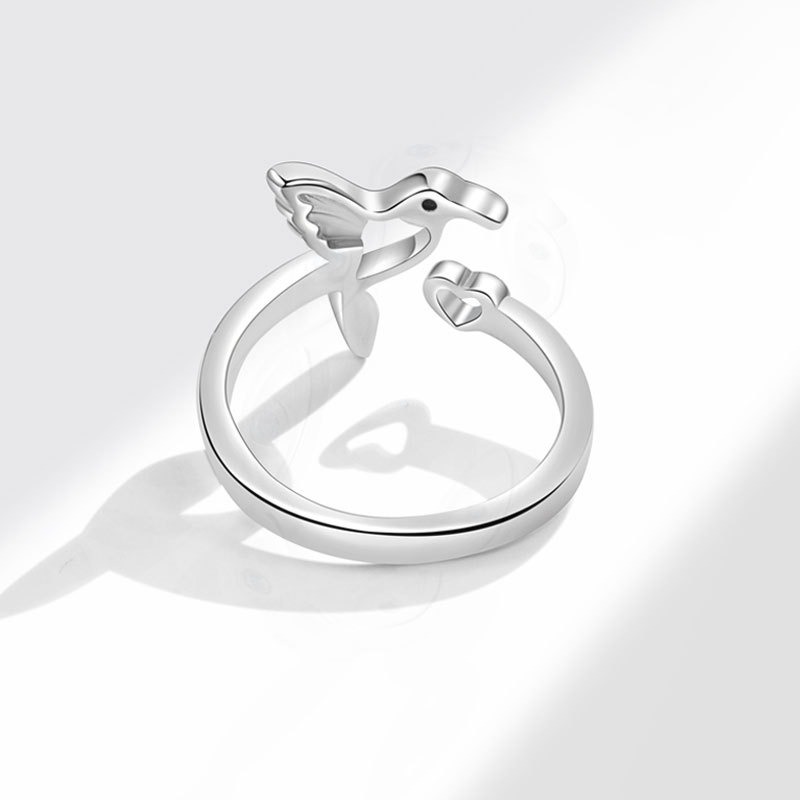 S925 sterling silver ring opening adjustable hummingbird ring for women - Image 2