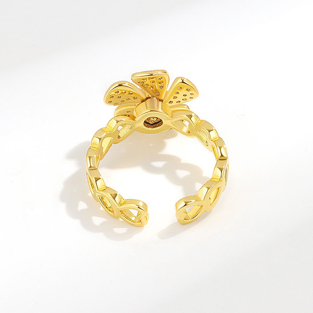 S925 sterling silver ring opening adjustable rotating women's ring - Image 4