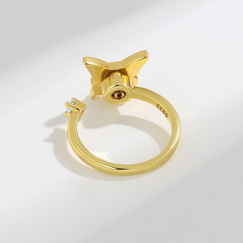 S925 sterling silver ring opening adjustable rotating butterfly ring for women - Image 5