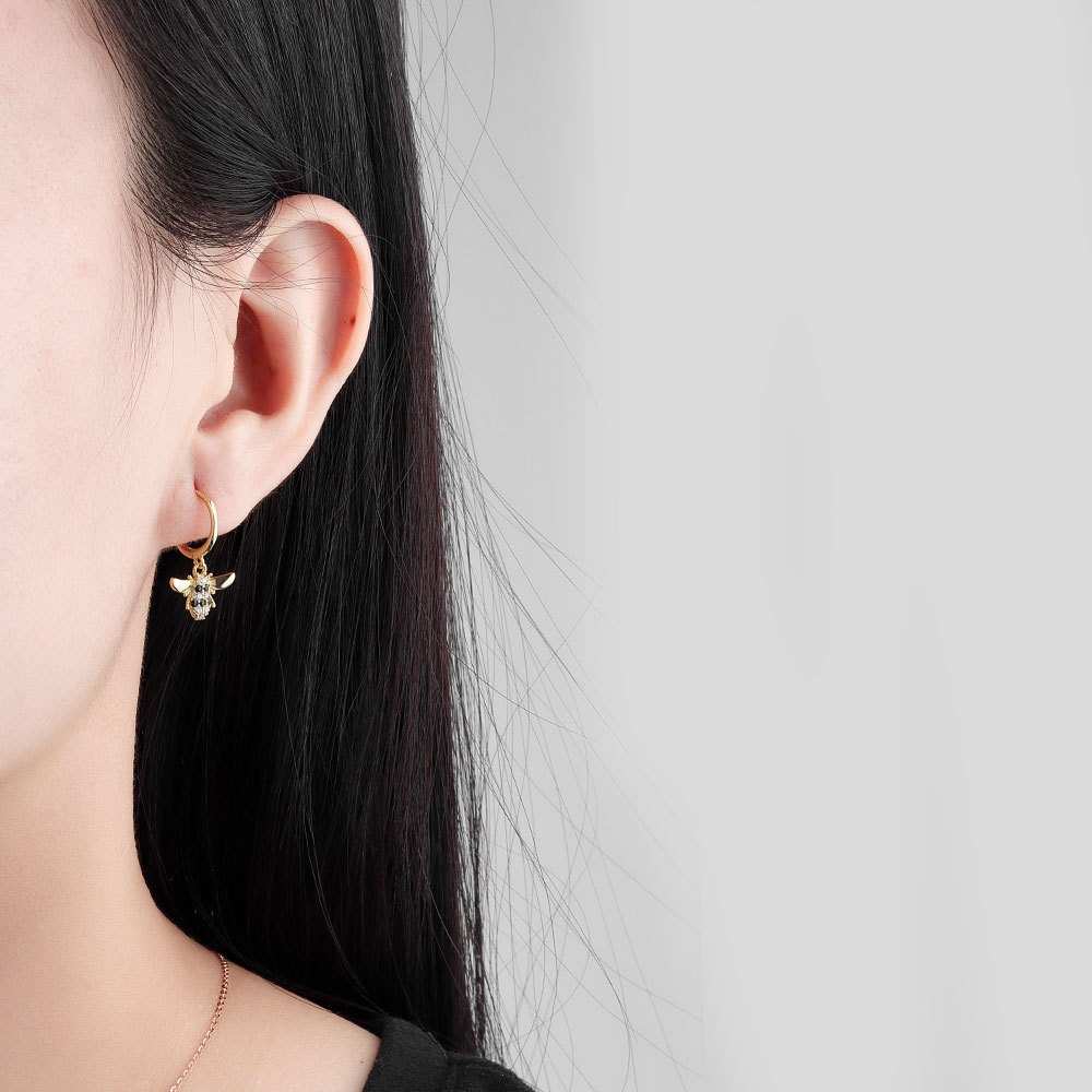 S925 sterling silver stud earrings bee stud earrings - Image 5