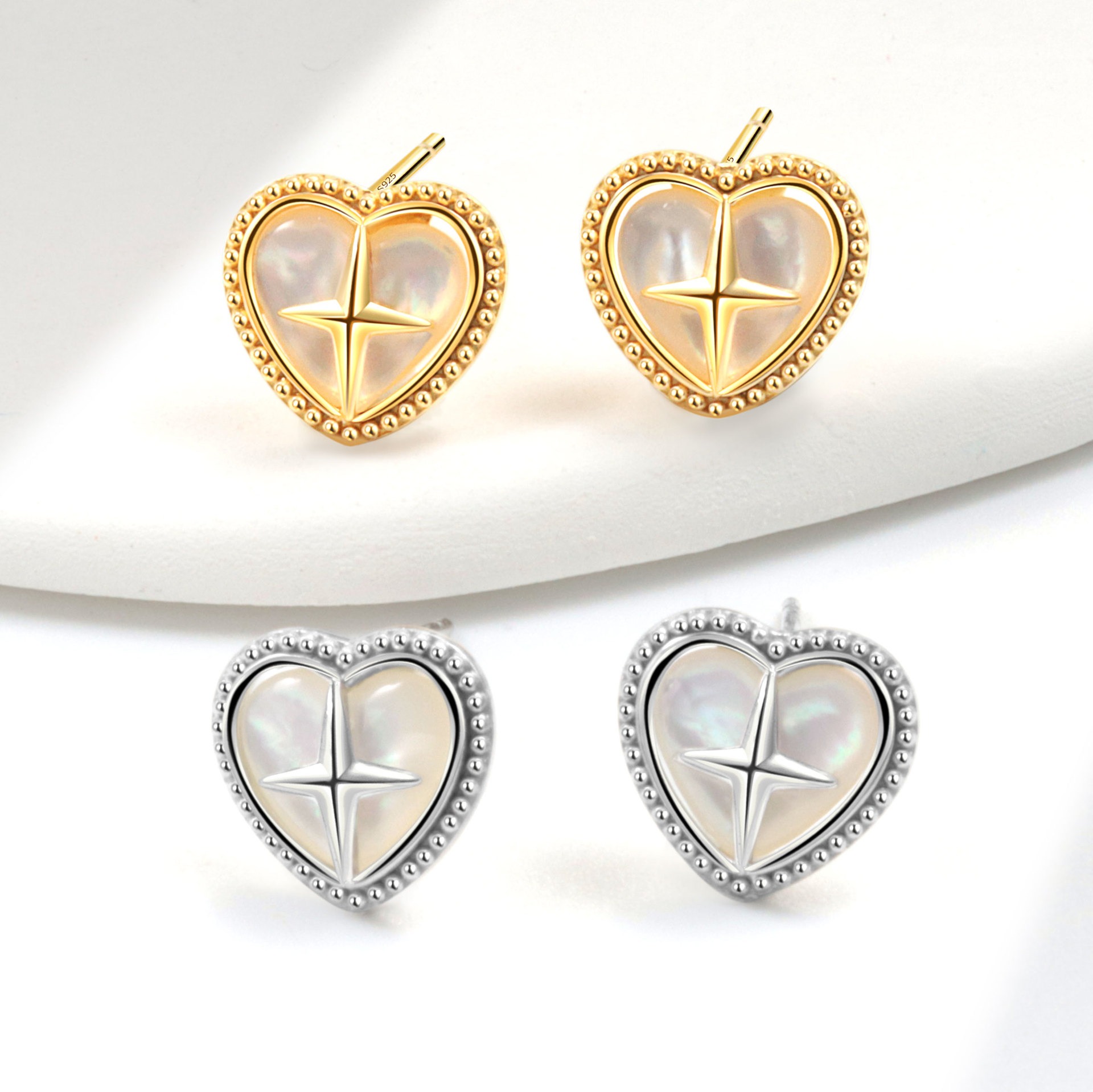 S925 sterling silver stud earrings love cross earrings - Image 4