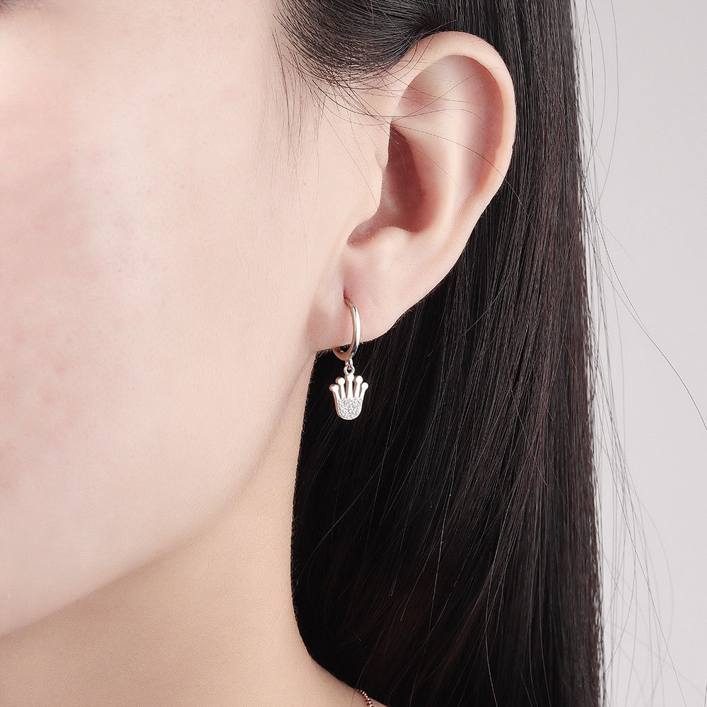 S925 sterling silver stud earrings crown earrings - Image 5