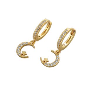 S925 sterling silver stud earrings star moon earrings