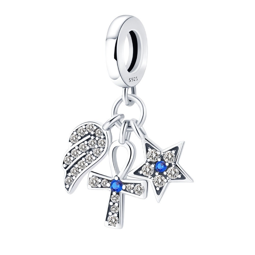 S925 Sterling Silver Beaded DIY Cross Bracelet Accessories - Image 2