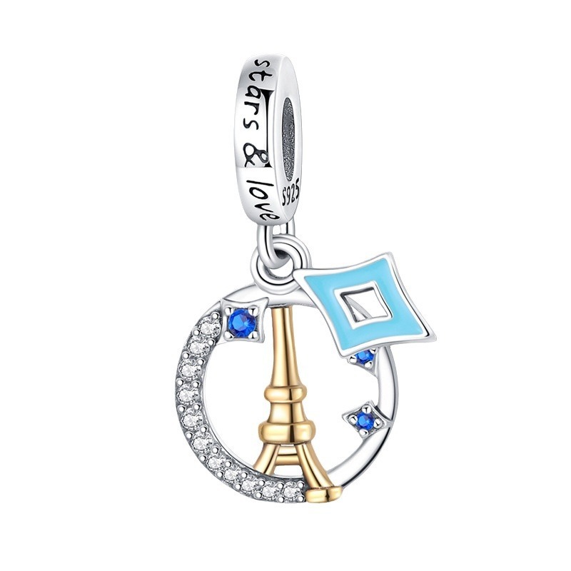 S925 Sterling Silver Beads DIY Earth Tower Bracelet Accessories - Image 2