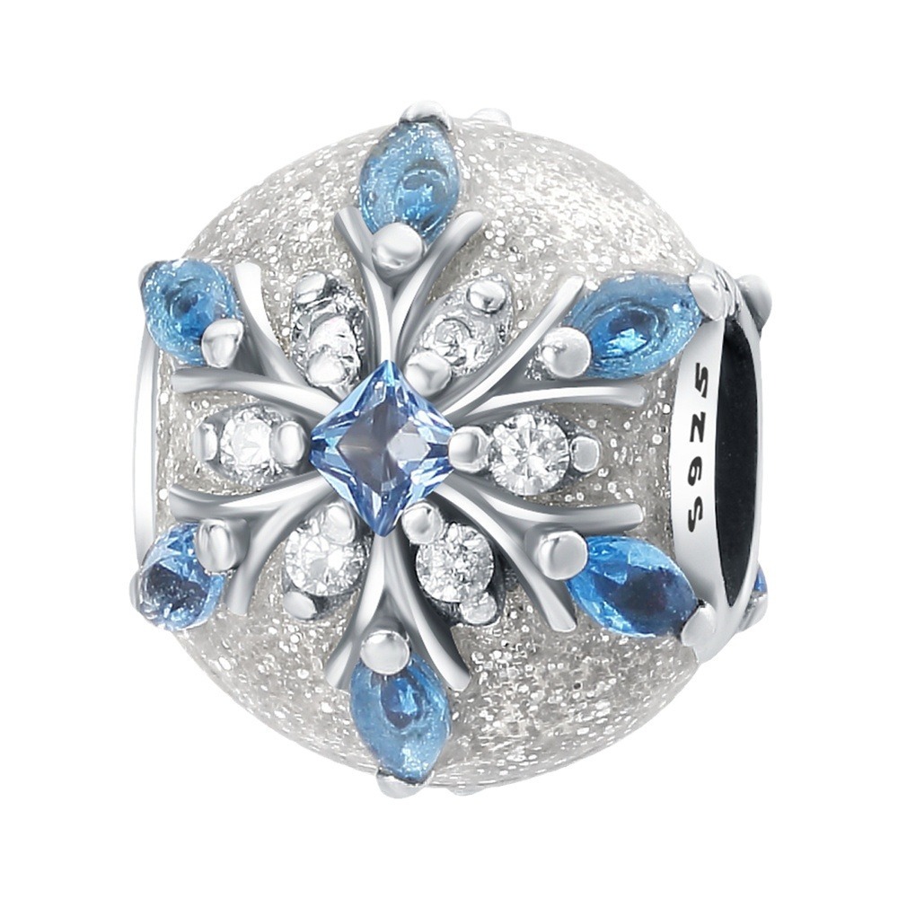 S925 sterling silver beaded DIY glass snowflake bracelet accessories - Image 2