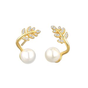 S925 sterling silver stud earrings sprout pearl earrings
