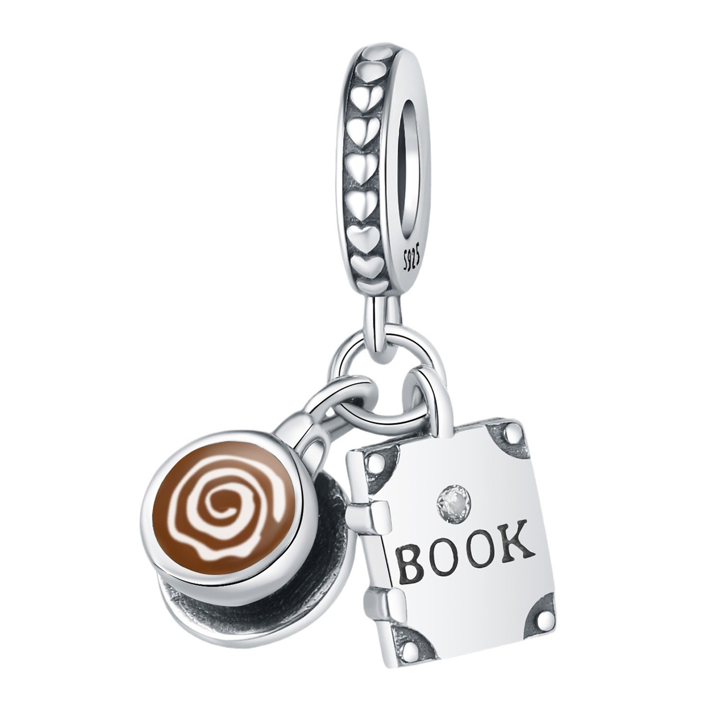 S925 Sterling Silver Beaded DIY Coffee Mug Book Bracelet Accessories - Image 2