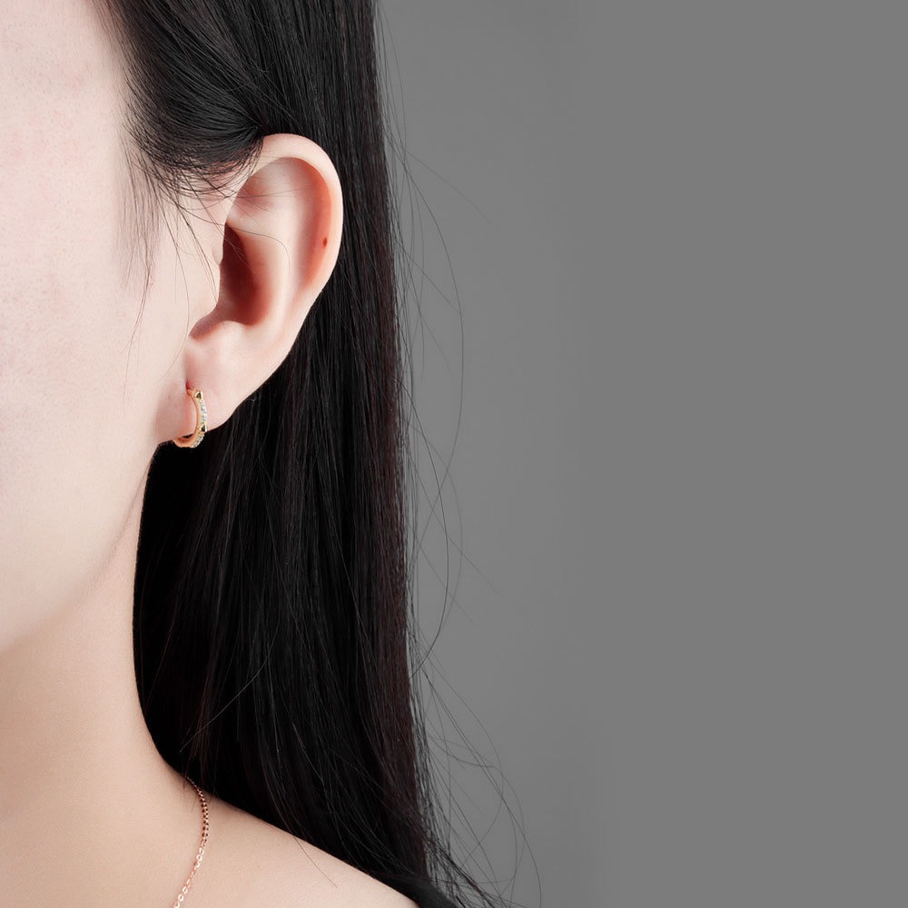 S925 sterling silver stud earrings geometric rivets inlaid with zircon earrings - Image 4