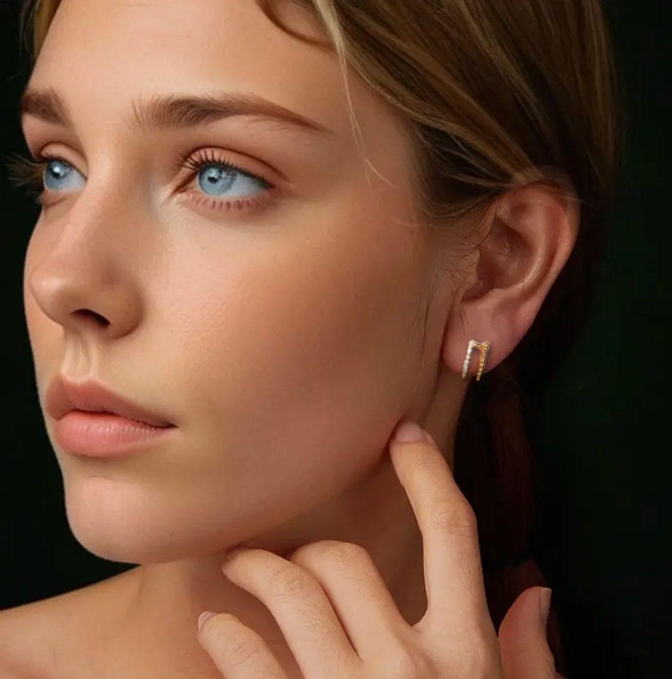 S925 sterling silver stud earrings 1.5mm moissanite beaded earrings - Image 6