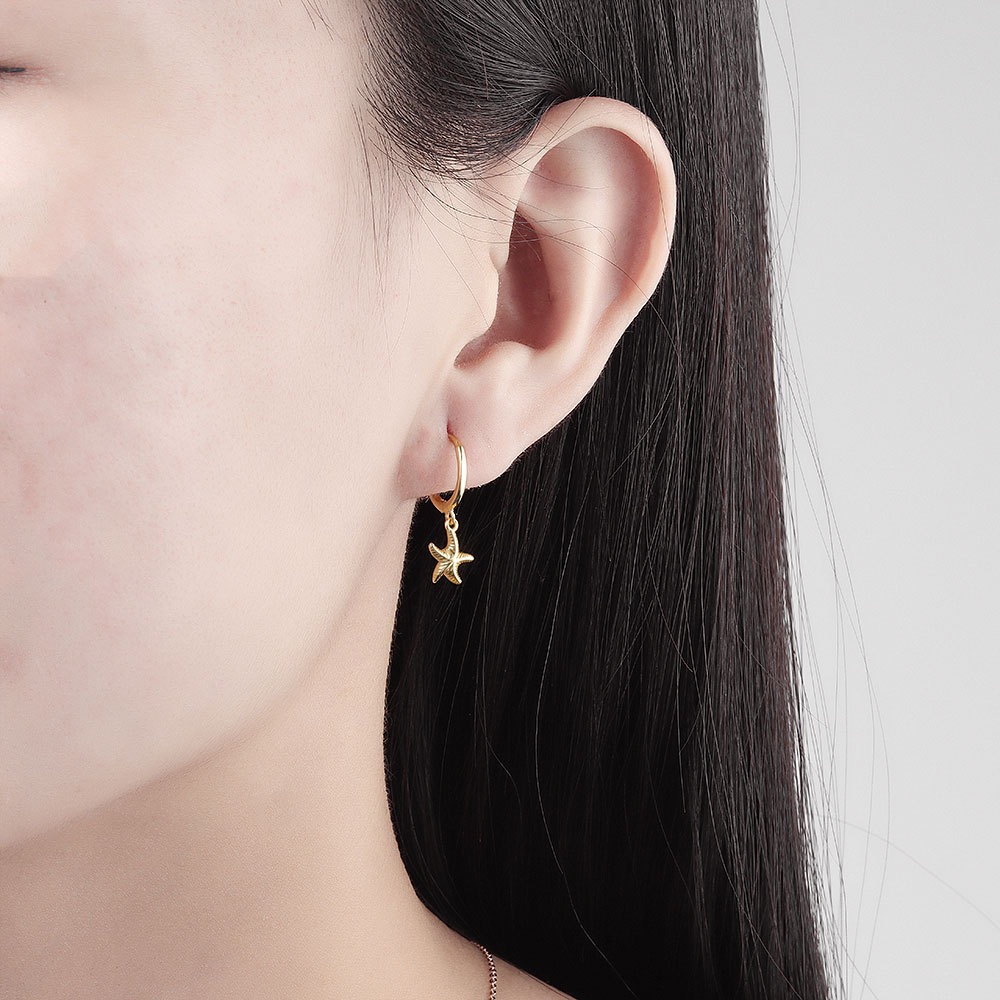 S925 sterling silver stud earrings starfish earrings - Image 4