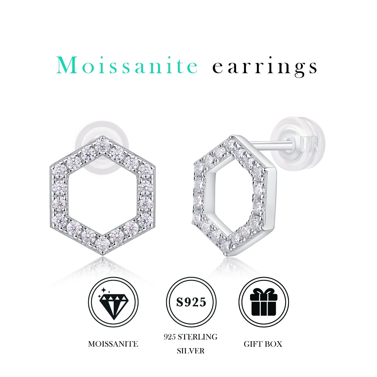 Moissanite S925 sterling silver earrings - Image 3