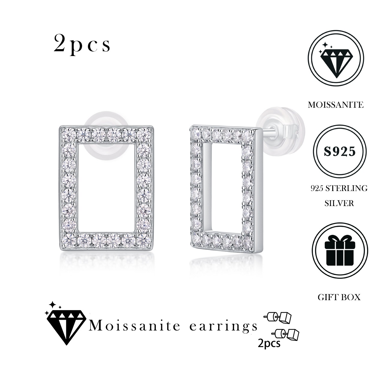 Moissanite S925 sterling silver earrings