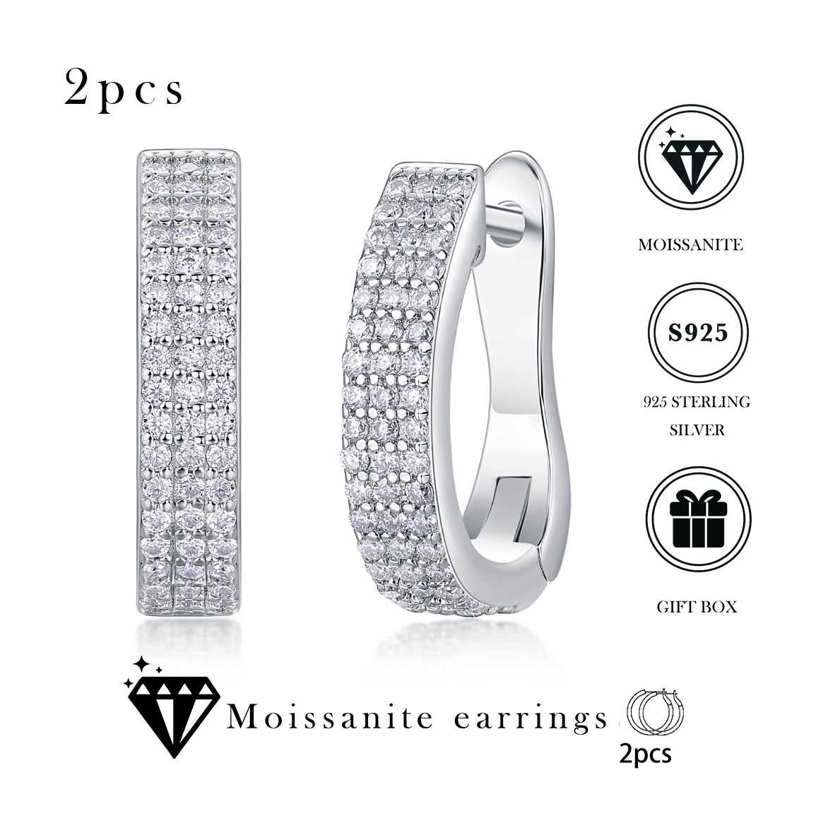 Moissanite S925 sterling silver earrings