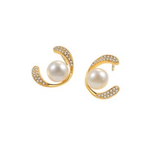 S925 sterling silver stud earrings and pearl earrings