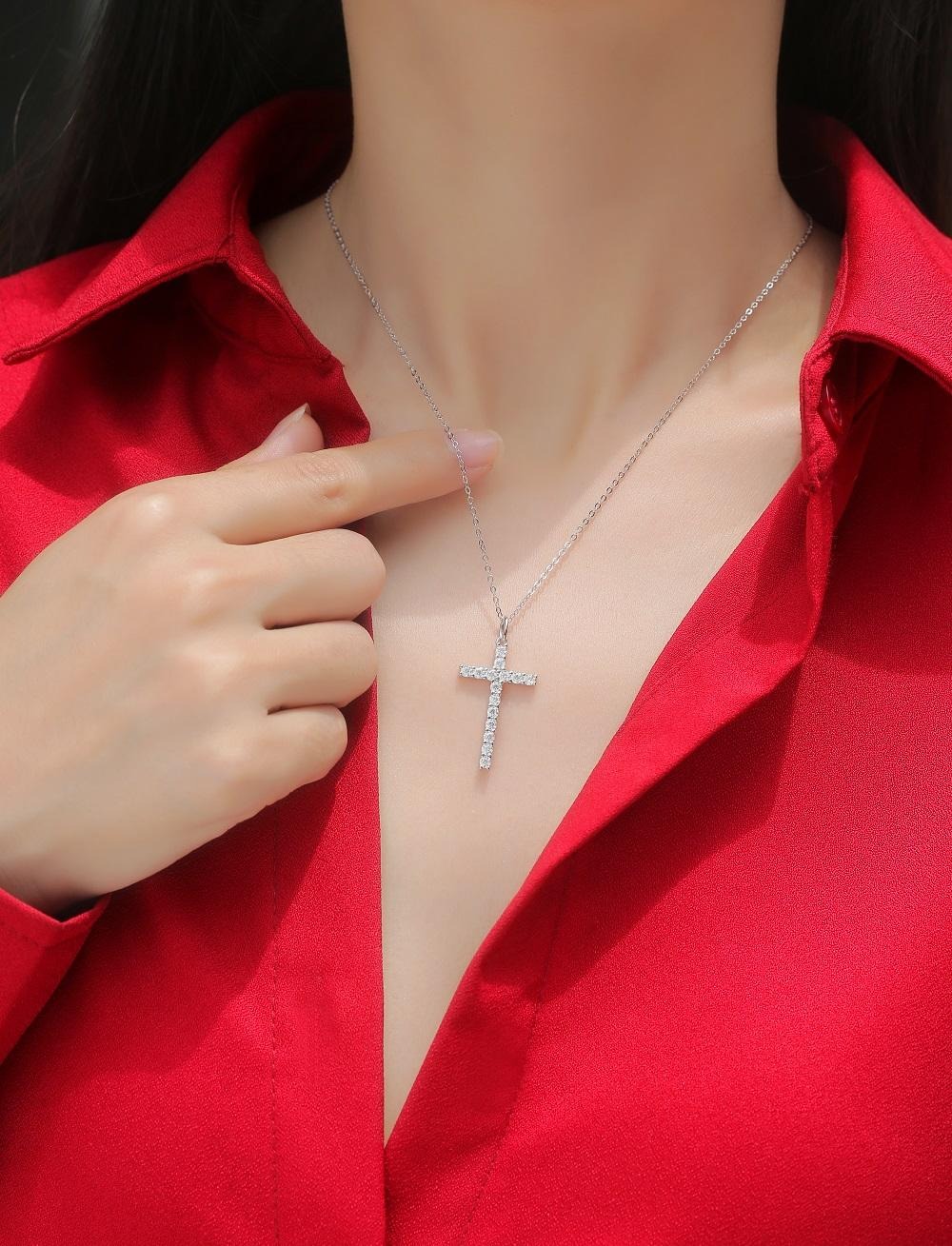 GRA Certificate 925 纯银 VVS Mossinate 钻石吊坠项链 - Image 5