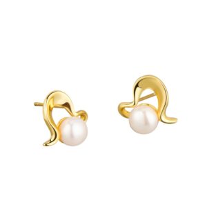 S925 sterling silver stud earrings heart-shaped pearl earrings