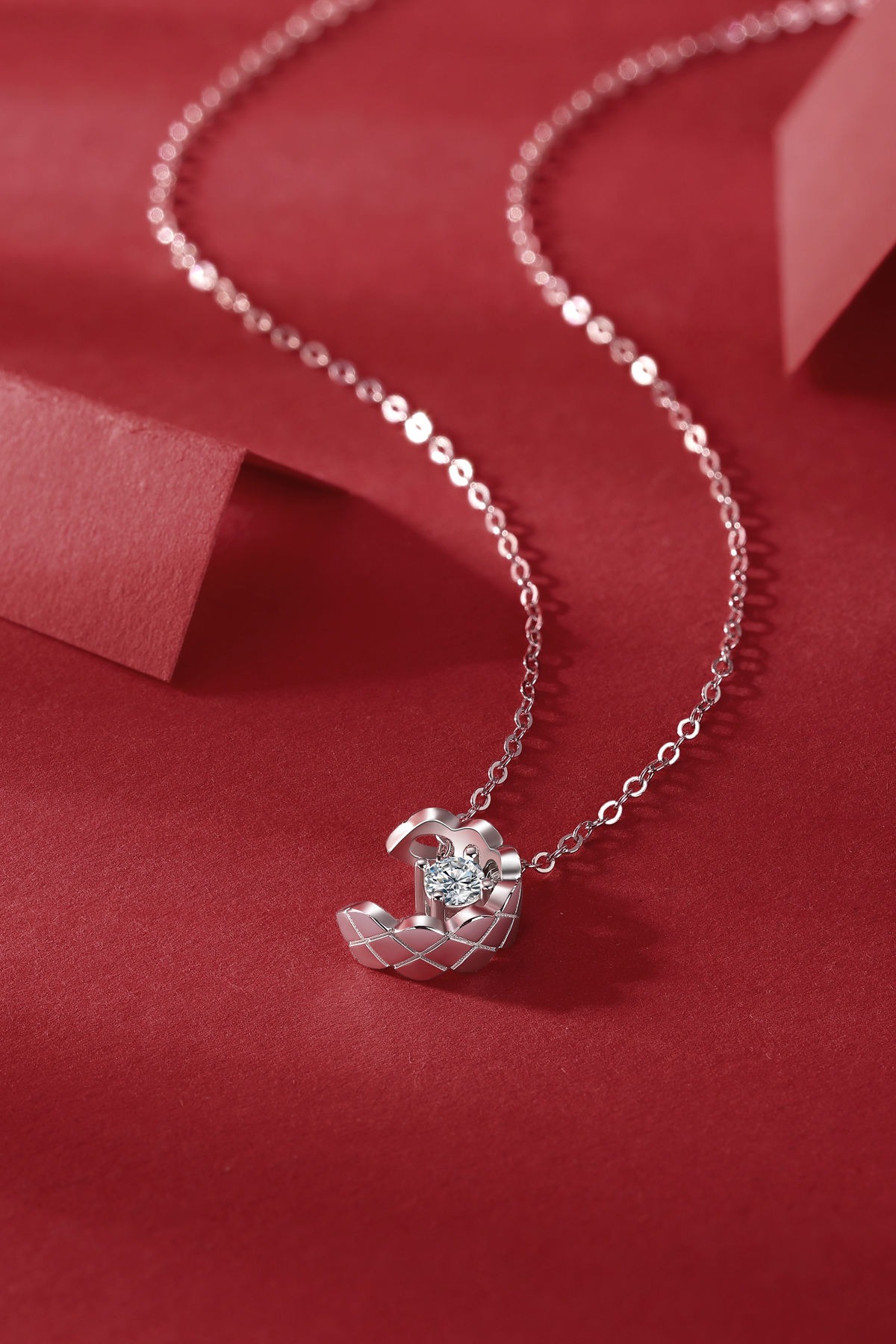 Moissanite Necklace White Gold Plated S925 Sterling Silver Jewelry Pendant Necklace - Image 5