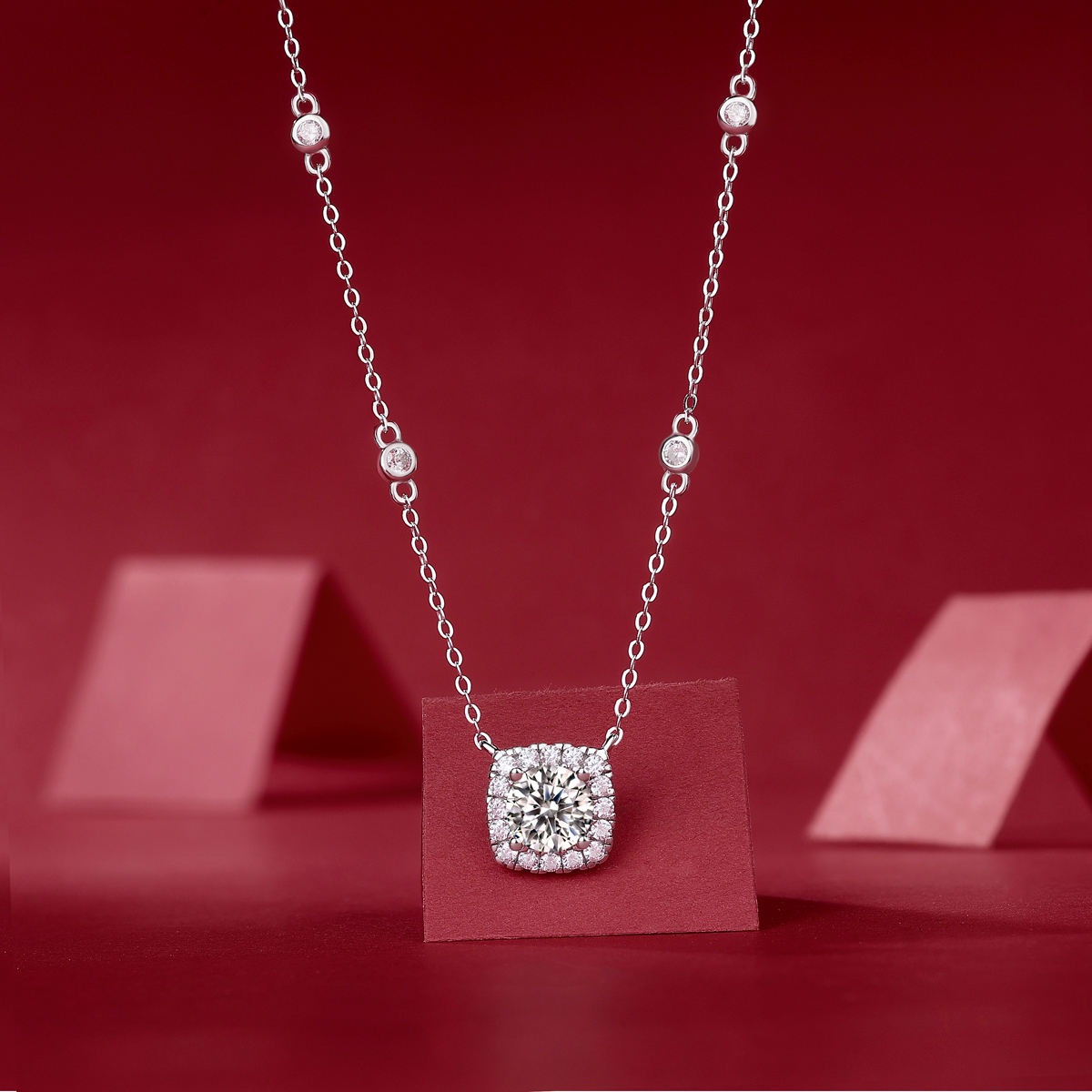 Moissanite Necklace Fine Jewelry 925 Sterling Silver VVS Moissanite Pendant Necklaces - Image 5