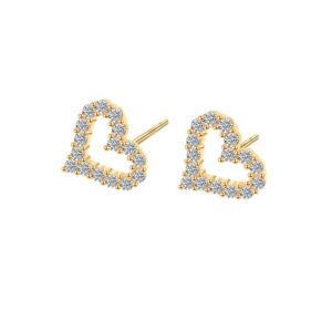 S925 sterling silver stud earrings heart-shaped earrings