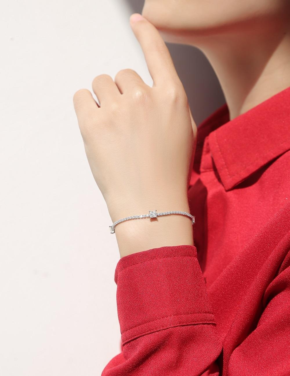 Fashionable S925 Sterling Silver Bracelet with Diamond Moissanite for Women Engagement Party Anniversary Jewelry - Image 5