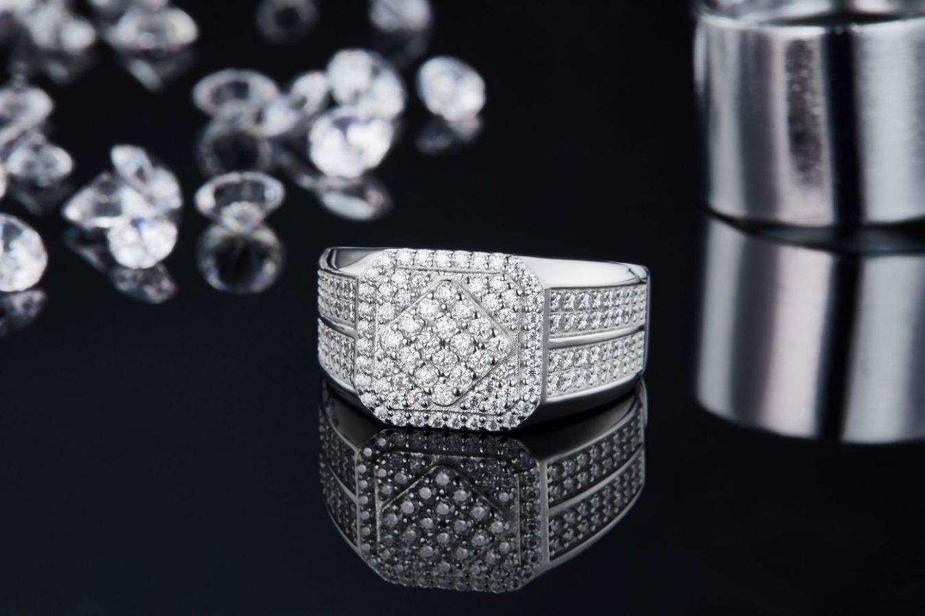 S925 Sterling Silver 18K White Gold-Plated Moissanite Men's Ring - Image 5