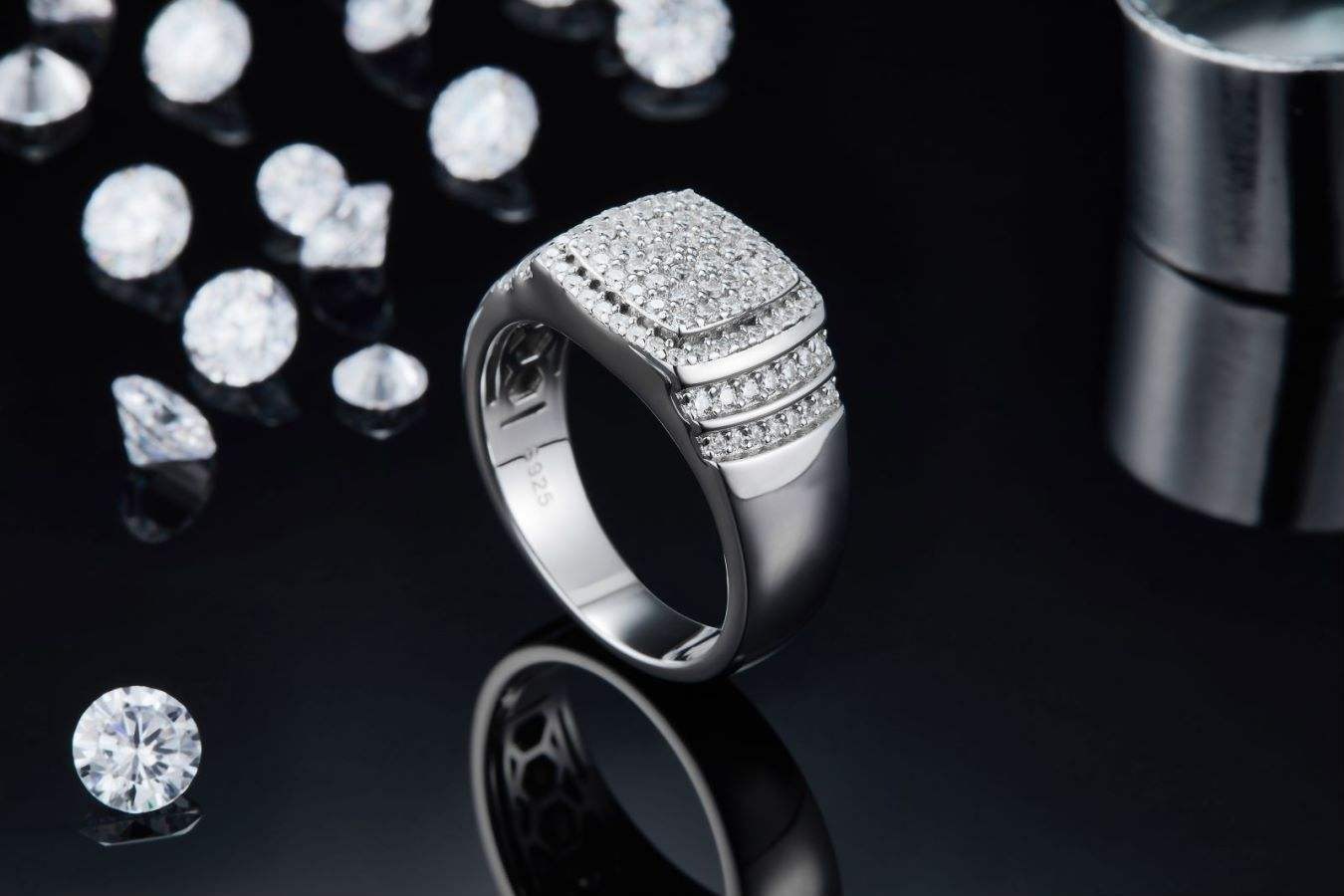 Men's S925 Silver Moissanite Ring Engagement Wedding Anniversary Gift - Image 5