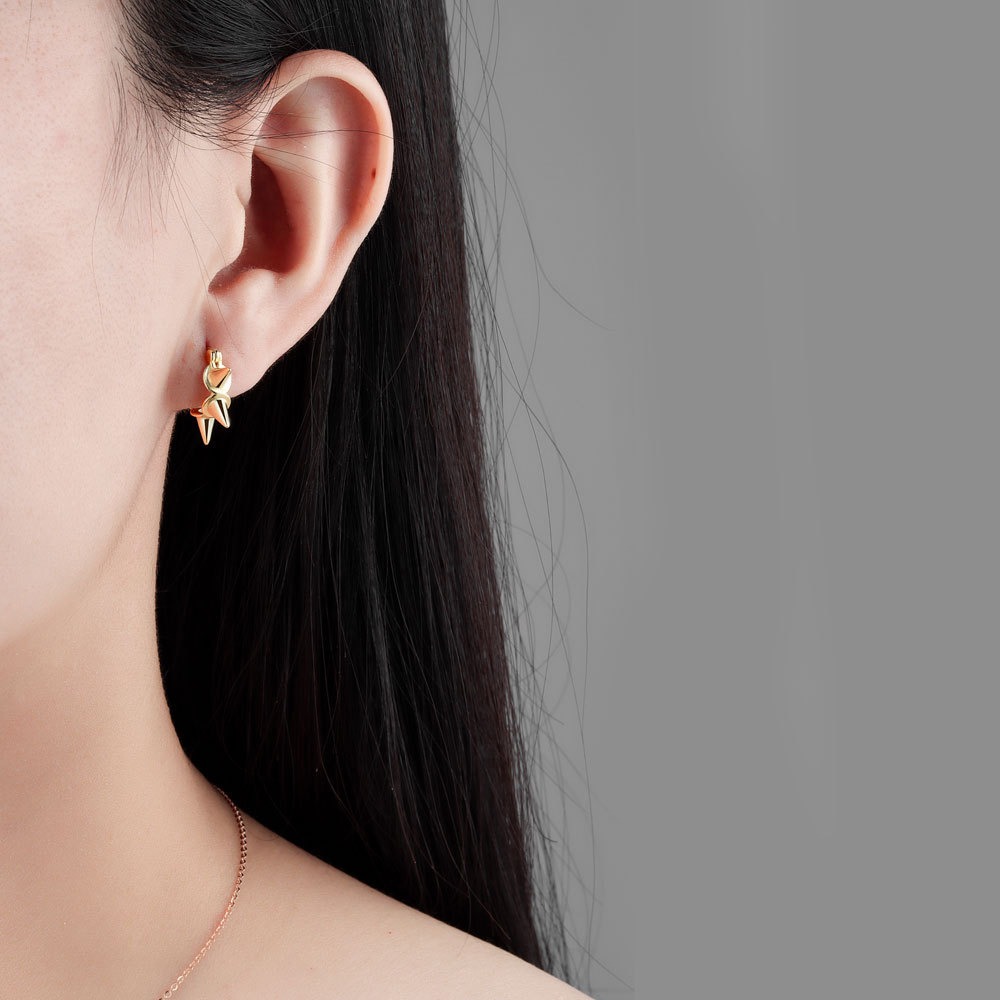 S925 sterling silver stud earrings geometric rivet earrings - Image 4