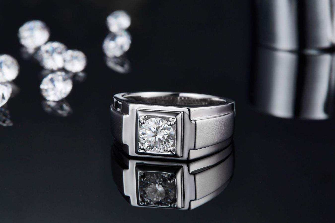 Eternal Land 1 Carat Dazzling Moissanite Ring Elegant 925 Silver Men's Wedding Band - Image 5