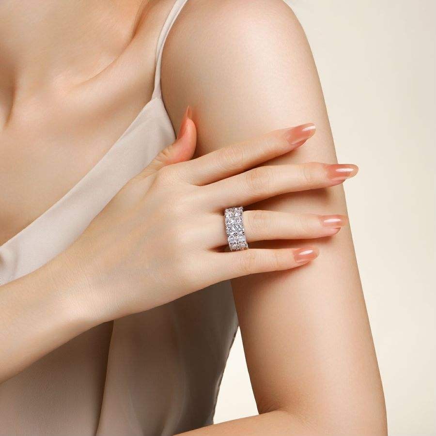 VVS Moissanite D Color Women's Ring, Silver Plated 18K White Gold, Elegant Wedding Ring for Women - Image 5