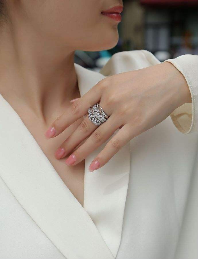 Womens Moissanite Engagement Ring D Color VVS1 925 Sterling Silver Plated 18K White Gold Promise Ring - Image 6