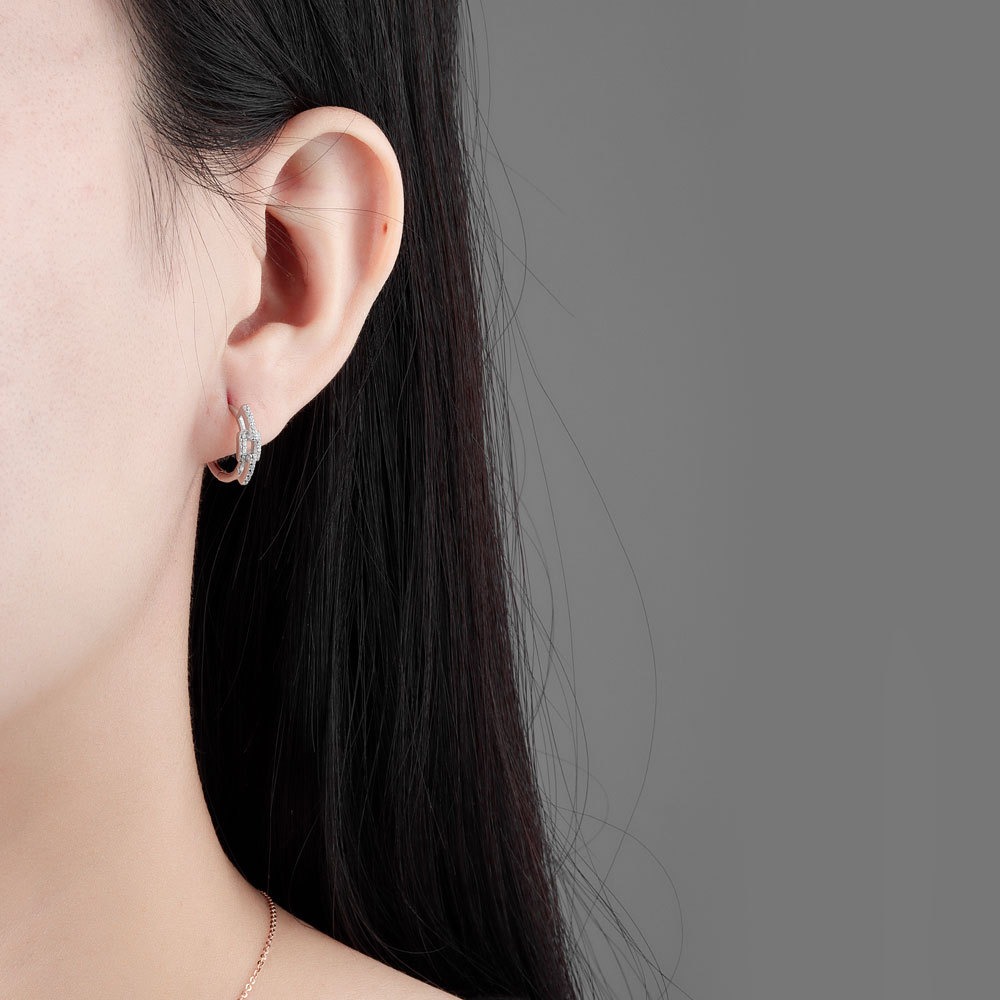 S925 sterling silver stud earrings with diamonds - Image 4